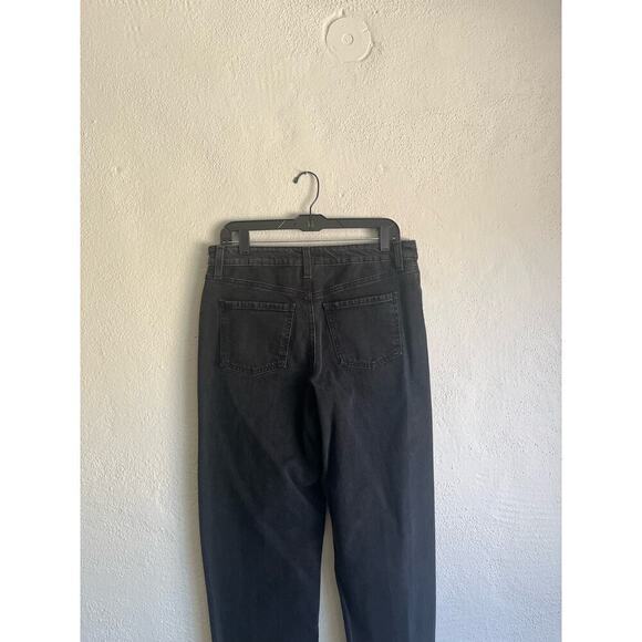 Express Woman Mid Rise Washed Black Pleated Baggy Tapered Jeans, Size 8L - Picture 11 of 12